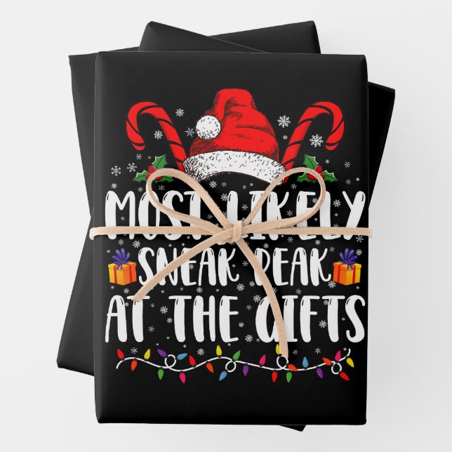 Hoja De Papel De Regalo Lo Más Probable Es Escabullirse En Los Navidades D (In situ)