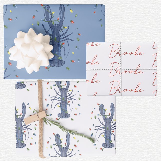 Hoja De Papel De Regalo Lobster Christmas  (Subido por el creador)