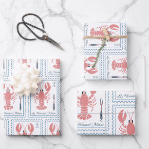 Hoja De Papel De Regalo Lobster Maine New England Nautical Ocean Seafood