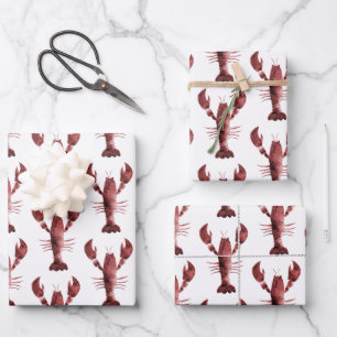 Hoja De Papel De Regalo Lobster rojo acuático moderno