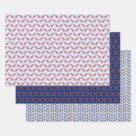 Hoja De Papel De Regalo Lobsters Wrapping Paper Flat Sheet Set of 3