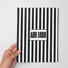 Hoja De Papel De Regalo Logotipo comercial minimalista de franjas blancas 