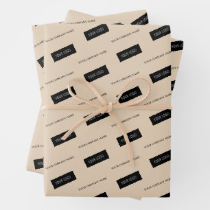 Hoja De Papel De Regalo Logotipo de nombre comercial moderno Empaque Beige