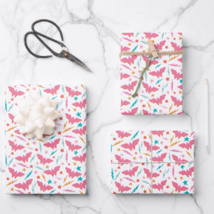 Hoja De Papel De Regalo Logotipo rosa de Wonder Woman y patrón de relámpag