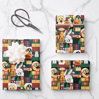 Hoja De Papel De Regalo LOONEY TUNES™Patrón de bloques de vacaciones