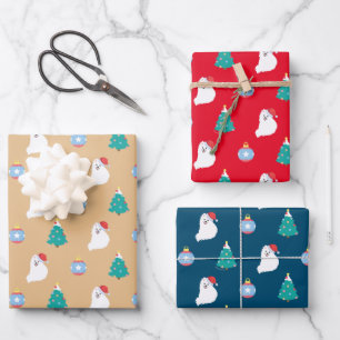 Hoja De Papel De Regalo Los adorables Navidades del perro spitz japonés