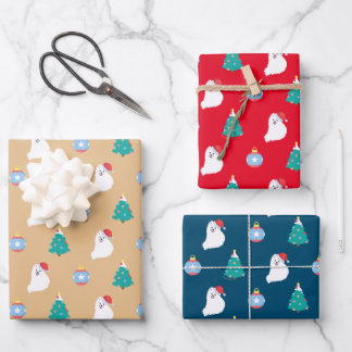 Hoja De Papel De Regalo Los adorables Navidades del perro spitz japonés