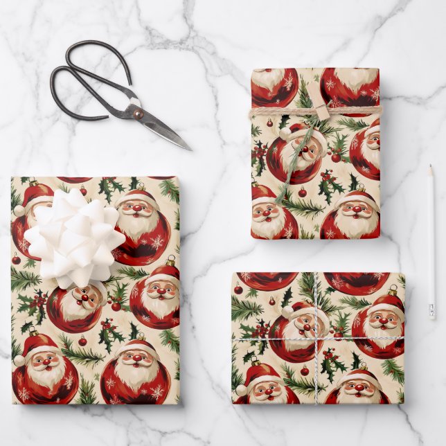 Hoja De Papel De Regalo Los adornos festivos de Jolly Santa (Anverso)