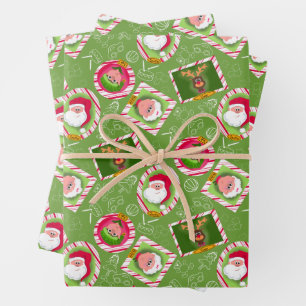 Hoja De Papel De Regalo Los ayudantes y juguetes de la fiesta verde