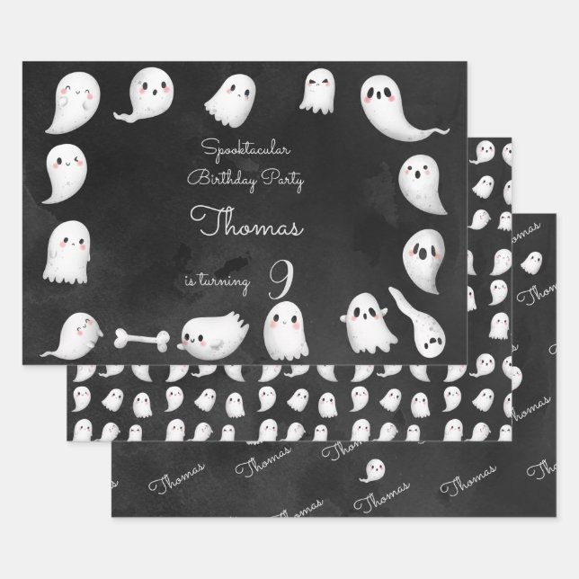 Hoja De Papel De Regalo Los fantasmas de Halloween espantan a los niños fi (Set)