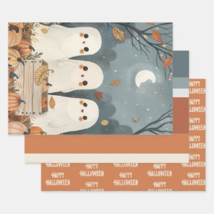 Hoja De Papel De Regalo Los fantasmas de otoño Colores de Halloween Tema