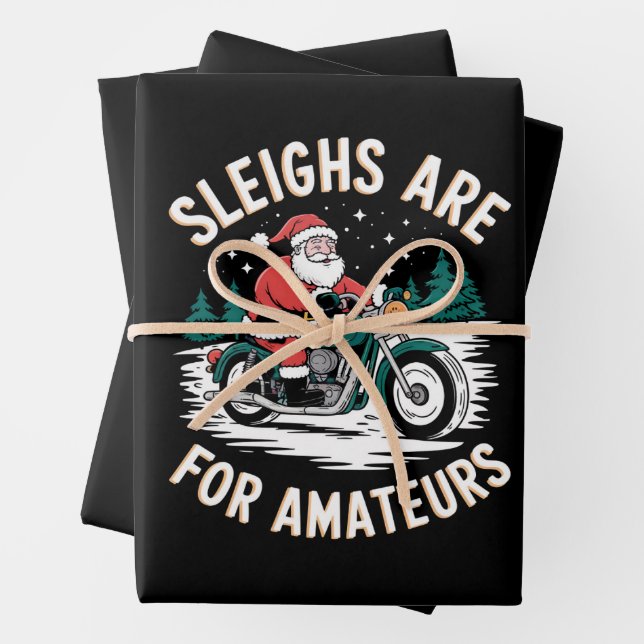 Hoja De Papel De Regalo Los Navidades Amateurs Motocicleta Biker (In situ)
