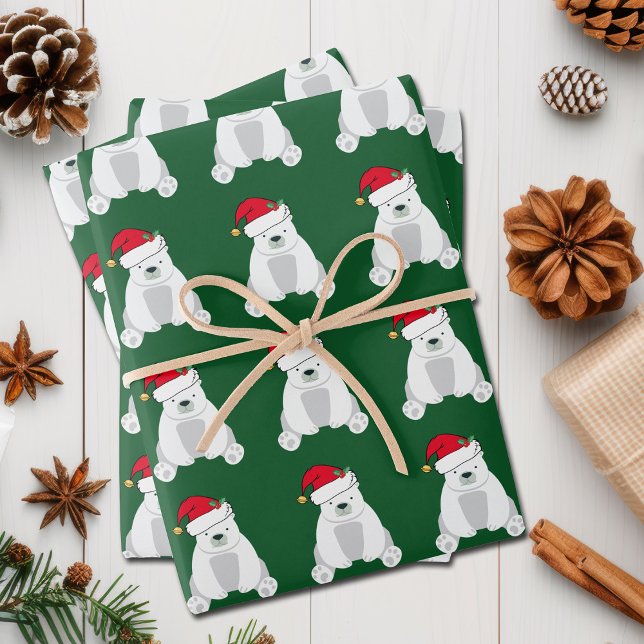 Hoja De Papel De Regalo Los Navidades más curos Polar Oso Santa Hat Niños  (Subido por el creador)
