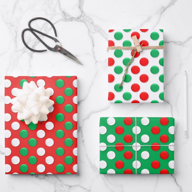 Hoja De Papel De Regalo Los navidades Toman El Blanco Rojo Y El Verde (Anverso)