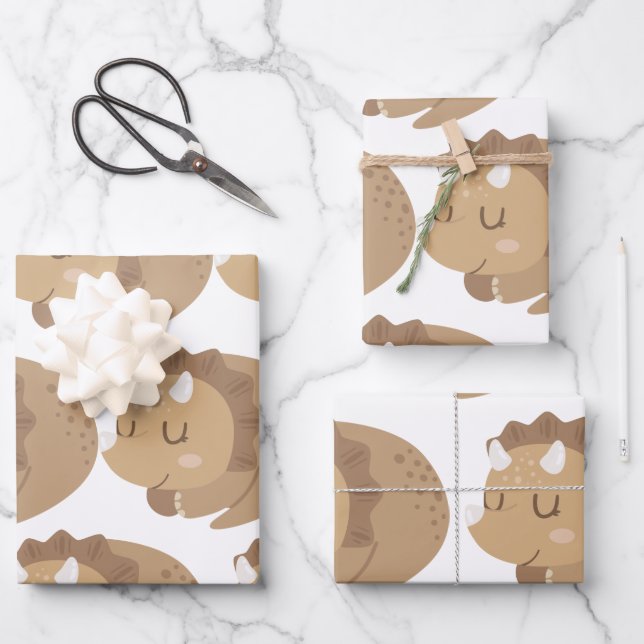 Hoja De Papel De Regalo Los niños adoran dinosaurio (Anverso)