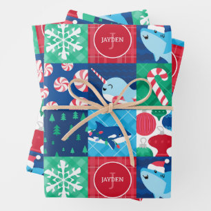 Hoja De Papel De Regalo Los niños bajo el sol de los Navidades marinos