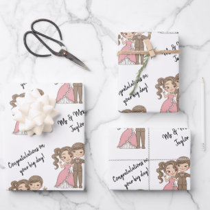 Hoja De Papel De Regalo Los nombres de novias y novios blancos