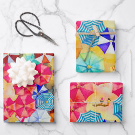 Hoja De Papel De Regalo Los paraguas de la playa de arena