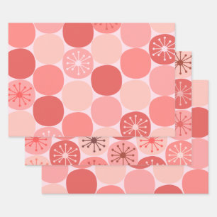 Hoja De Papel De Regalo Los puntos retro de la era atómica color rosa de R