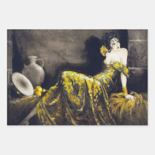 Hoja De Papel De Regalo LOUIS ICART Senorita, Desconexión Gitana de Peso P
