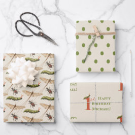 Hoja De Papel De Regalo Love Bug Insect Custom Name 1º cumpleaños