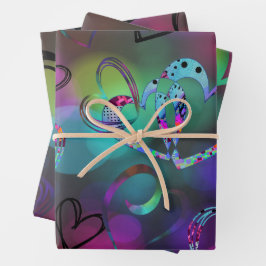 Hoja De Papel De Regalo LOVE Collage en colores negrita