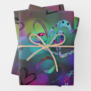 Hoja De Papel De Regalo LOVE Collage en colores negrita