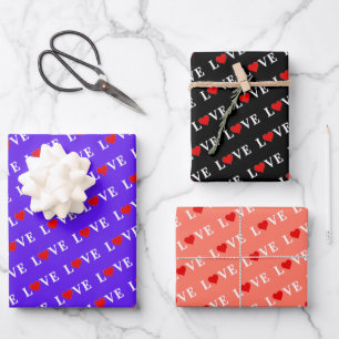 Hoja De Papel De Regalo LOVE Lavender Naranja Negro