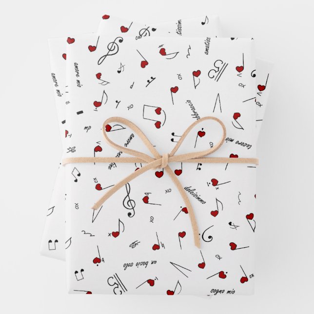 Hoja De Papel De Regalo Love Notes Red Heart Music Notation (In situ)