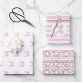Hoja De Papel De Regalo Love Shack Baby Blush Pink Coquette Bow Floral