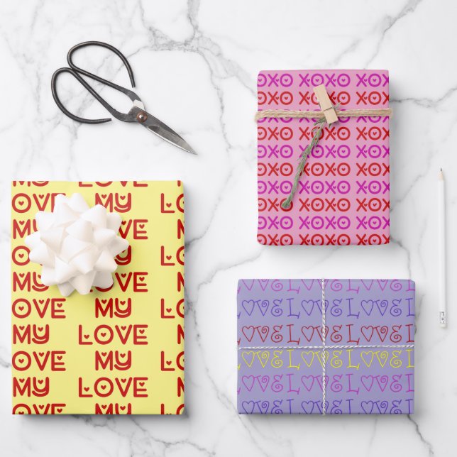 Hoja De Papel De Regalo Love Trio (Anverso)