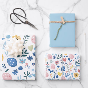 Hoja De Papel De Regalo Lt Blue Easter Wrapping Paper Set - 19"x29"