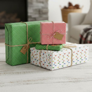 Hoja De Papel De Regalo Luces de cadena de fiesta coloridas con patrón art