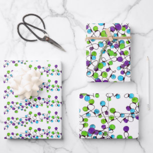 Hoja De Papel De Regalo Luces de cadena retro coloridas que envuelven la h