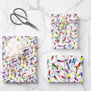 Hoja De Papel De Regalo Luces de cadena retro coloridas que envuelven la h
