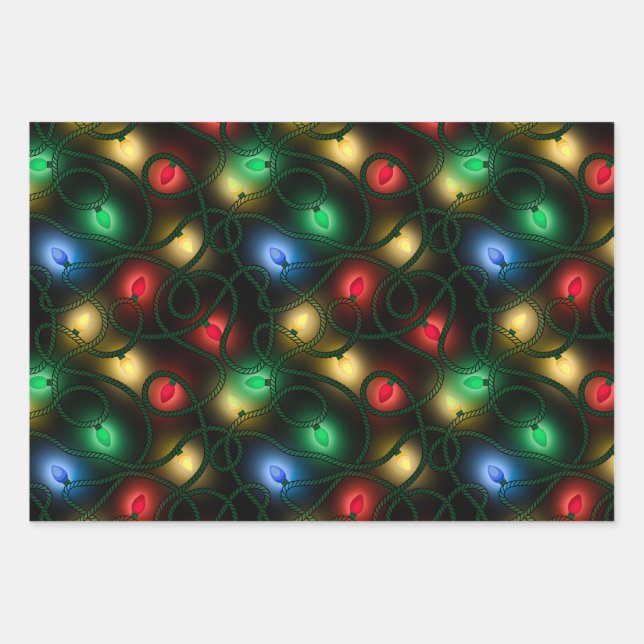 Hoja De Papel De Regalo Luces de Navidad Brillantes (Anverso)