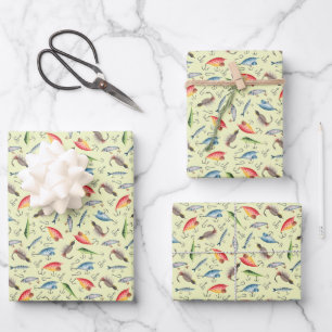 Hoja De Papel De Regalo Luces de pesca en amarillo claro