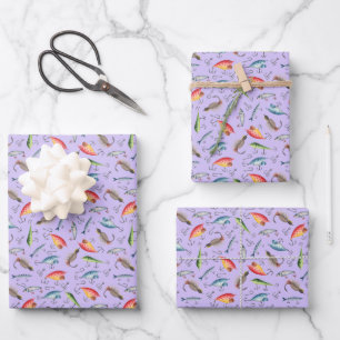 Hoja De Papel De Regalo Luces de pesca en morado ligero