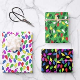 Hoja De Papel De Regalo Luces Navideñas Juguetonas
