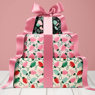 Hoja De Papel De Regalo Luces Navideñas Retro Adorables