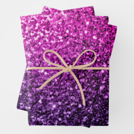 Hoja De Papel De Regalo Luces oscuros purpurinas rosados oscuros morados