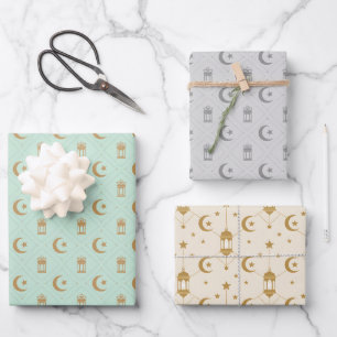 Hoja De Papel De Regalo  Luces y medialunas de Eid o Ramadán sin fisuras 