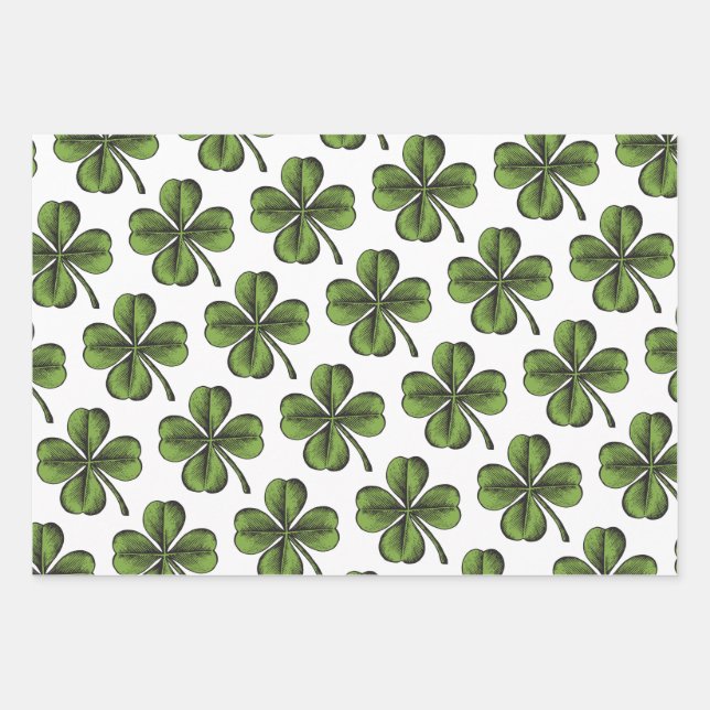 Hoja De Papel De Regalo Lucky Shamrock (Anverso)