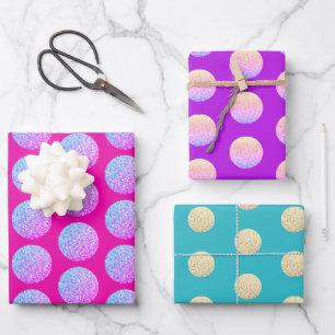 Hoja De Papel De Regalo Lujo Femenino Purpura Brillante Purpurina Lunares
