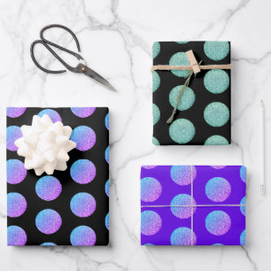 Hoja De Papel De Regalo Lujo Moderno Brillo Purpura Glitter Lunares