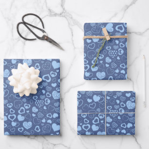Hoja De Papel De Regalo Lujo Moderno Elegante Amor Corazón Azul