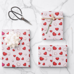 Hoja De Papel De Regalo Lujo Moderno Elegante Amor Corazón Rojo