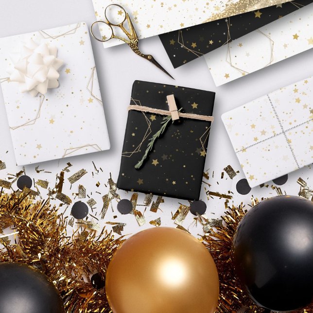 Hoja De Papel De Regalo Lujosos elementos de oro moderno elegante geométri (Indulge in luxury with our Modern Gold Elements Wrapping Paper! Perfect for elegant gifts & favors.)