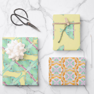 Hoja De Papel De Regalo Luna Moth en amarillo