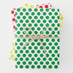 Hoja De Papel De Regalo Lunares amarillos, verdes y rojos